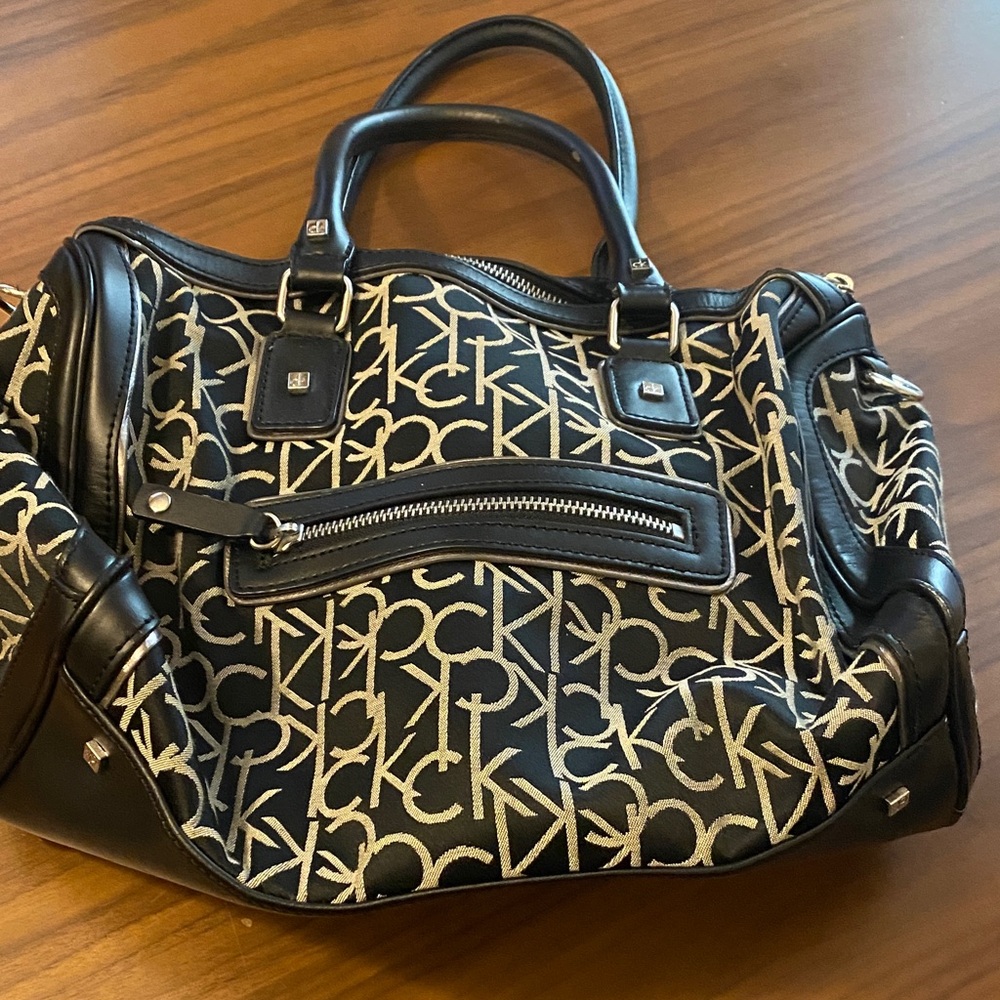 Calvin Klein Monogram Black and Tan Duffel Bag